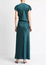 DRAPED COWL CAP SLV DRESS