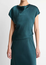 DRAPED COWL CAP SLV DRESS