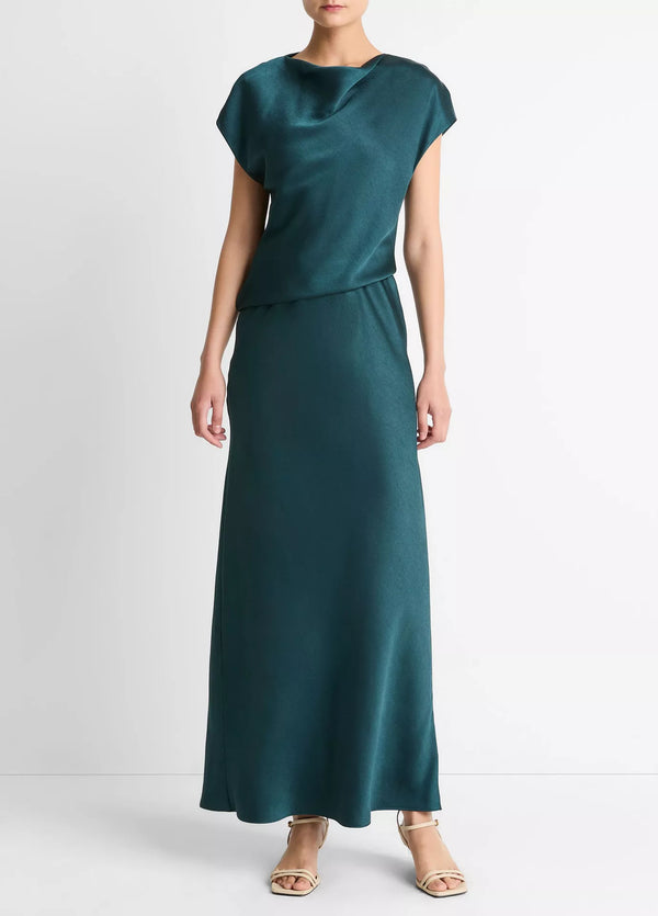 DRAPED COWL CAP SLV DRESS