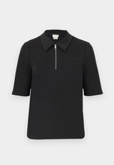 SS Tailored Knit Collar Zip Top