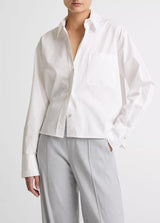 Cotton Cropped Button-Front Shirt