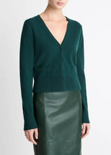 Satin-Trim Wool & Cashmere-Blend Cardigan