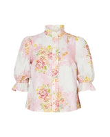 Linen Ruﬄe Blouse