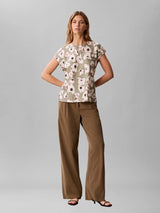 PRINTED MATTE SATIN SHEATH TOP