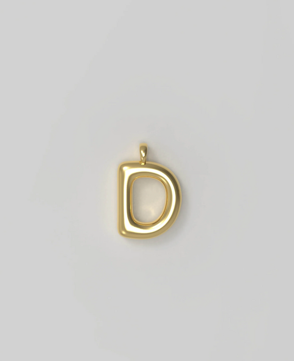 Letter Charm Small Plated D