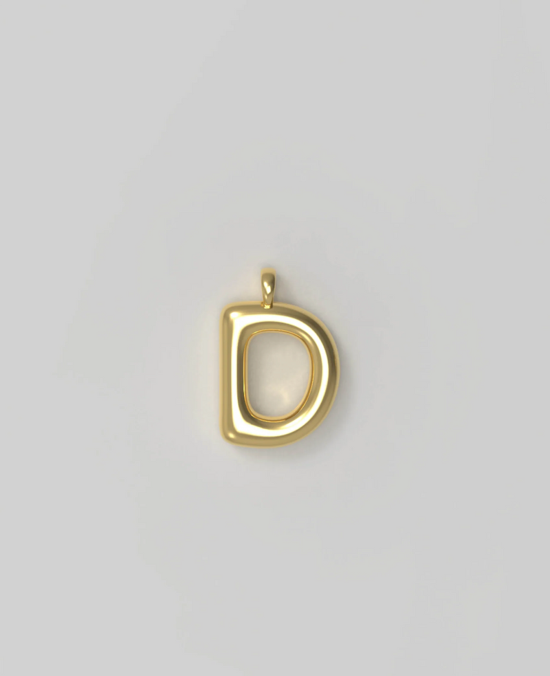 Letter Charm Small Plated D