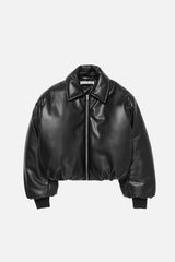 Faux Leather Bomber Jacket