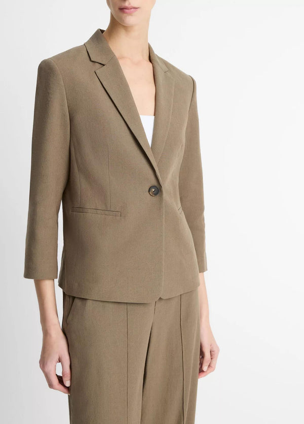 Linen-Blend Shrunken Blazer
