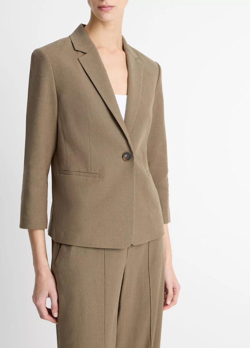 Linen-Blend Shrunken Blazer