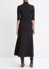 Elbow-Sleeve Turtleneck Dress