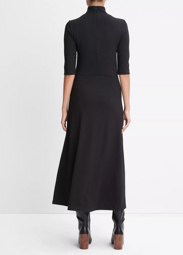 Elbow-Sleeve Turtleneck Dress