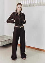 Cotton Utility Double-Waist Wide-Leg Pant