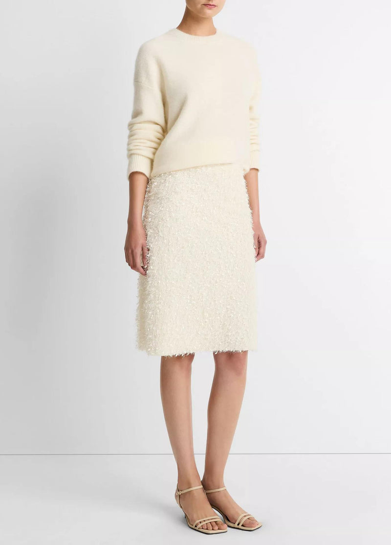 Feathery-Fringe Knee Skirt