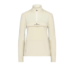 Forfra – krembeige softshell-anorak med halvglidelukking, stor brystlomme med Amundsen-logo og strømlinjeformet passform
