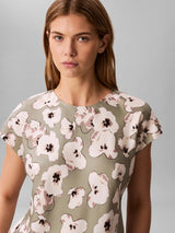 PRINTED MATTE SATIN SHEATH TOP