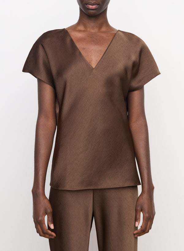 Cap Sleeve V-Neck Blouse
