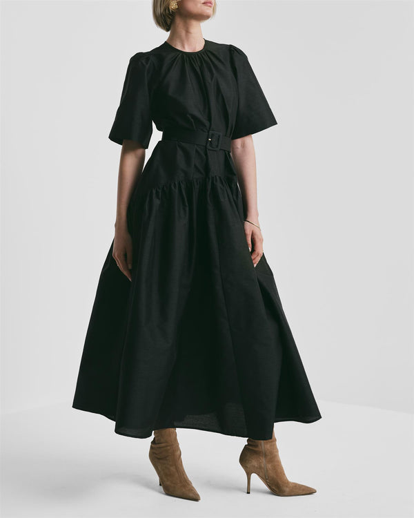 Taffeta Belt Dress
