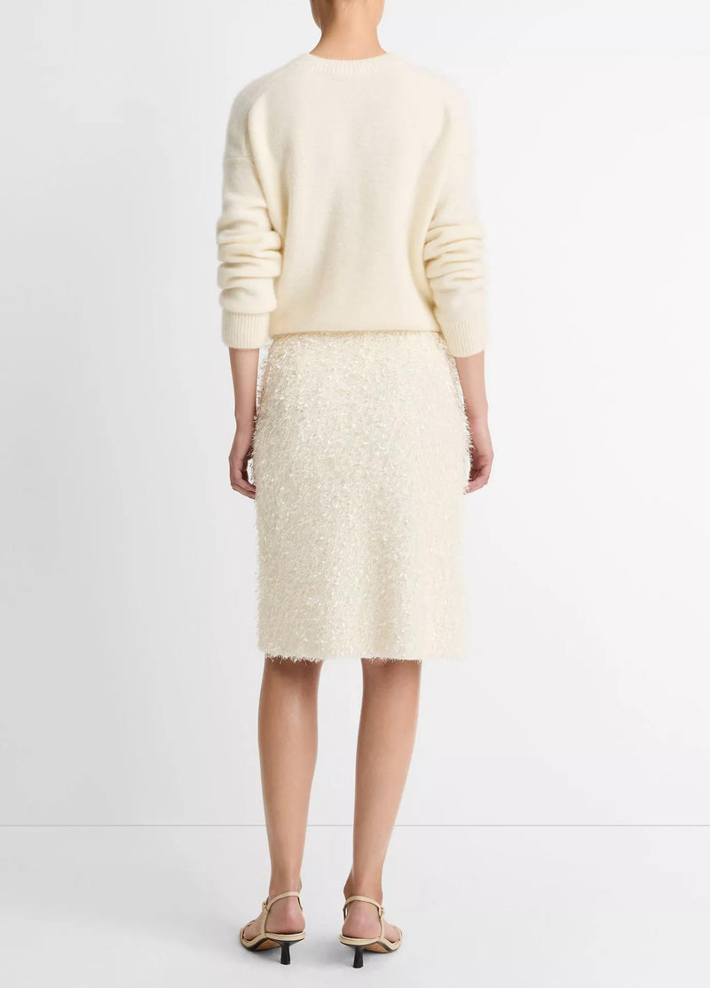 Feathery-Fringe Knee Skirt