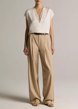 Silk-Blend Double V-Neck Top
