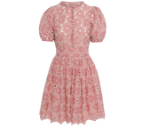 By TiMo rosa minikjole i bomull med broderie anglaise. Sett forfra. 