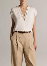 Silk-Blend Double V-Neck Top