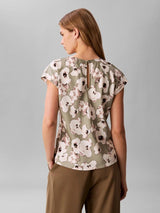 PRINTED MATTE SATIN SHEATH TOP
