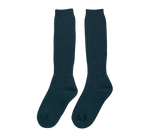 Amundsen Vagabond Socks i faded navy, et par knehøye ribbestrikkede knikkerstrømper sett forfra