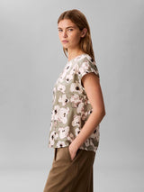 PRINTED MATTE SATIN SHEATH TOP
