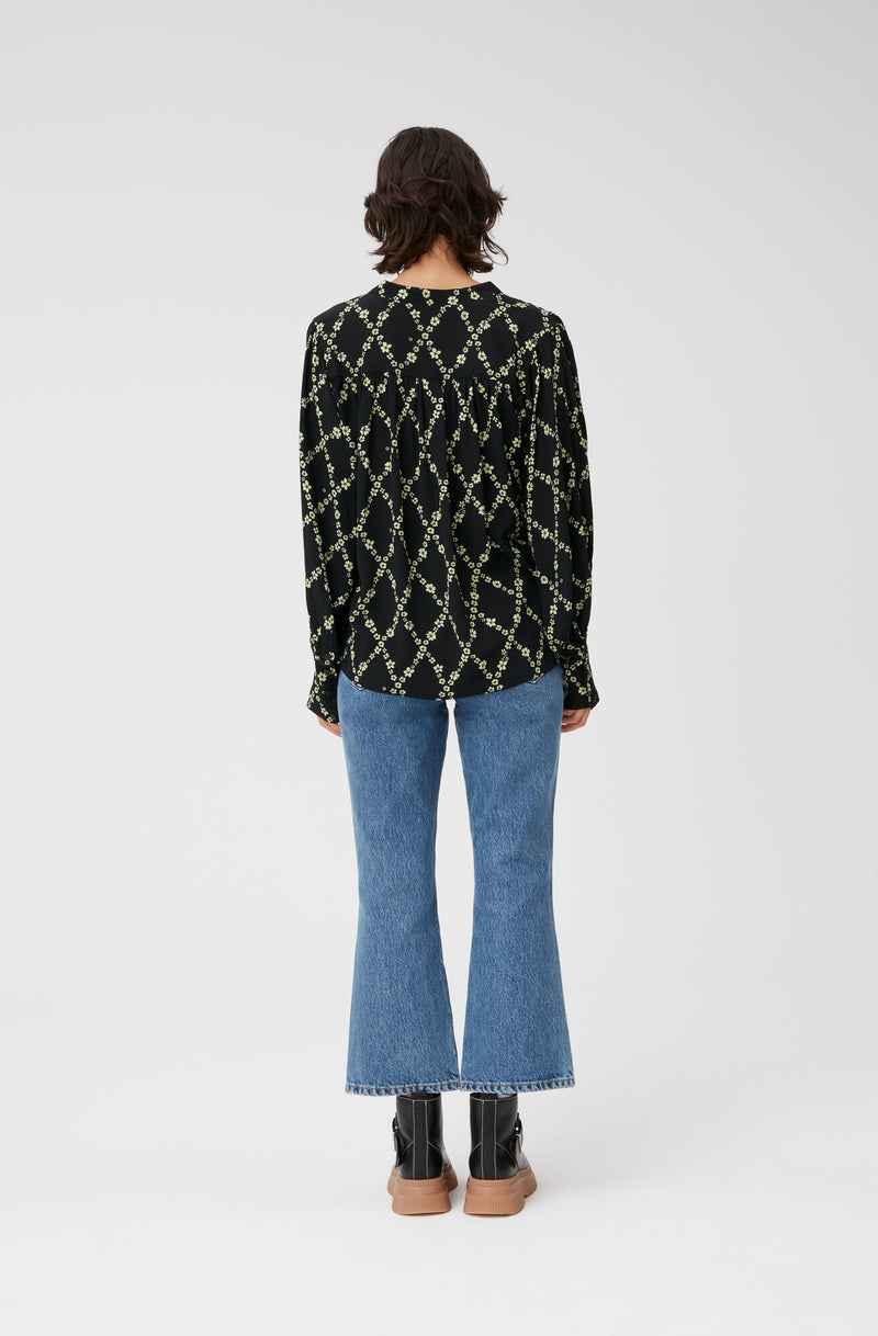V-Neck Gathered Blouse