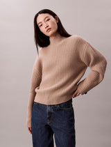 Chunky Wool Blend T Neck Sweater