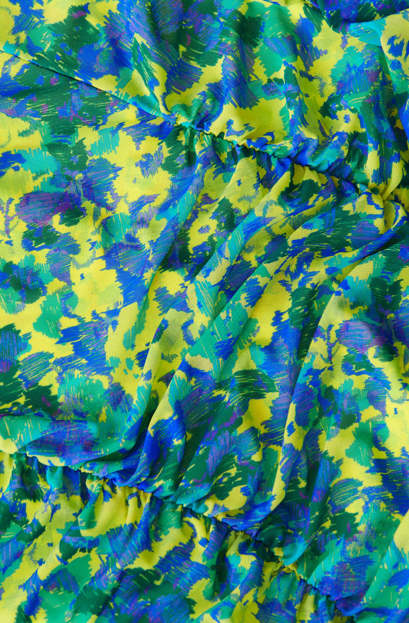Printed Mesh Mini Dress