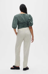 Seersucker Gathered Blouse