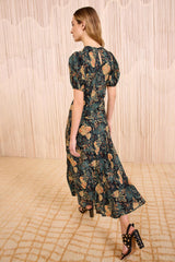 Ines Puff Sleeve Midi Dress