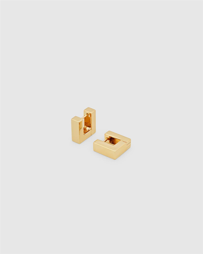 Square Hoops Small Gold
