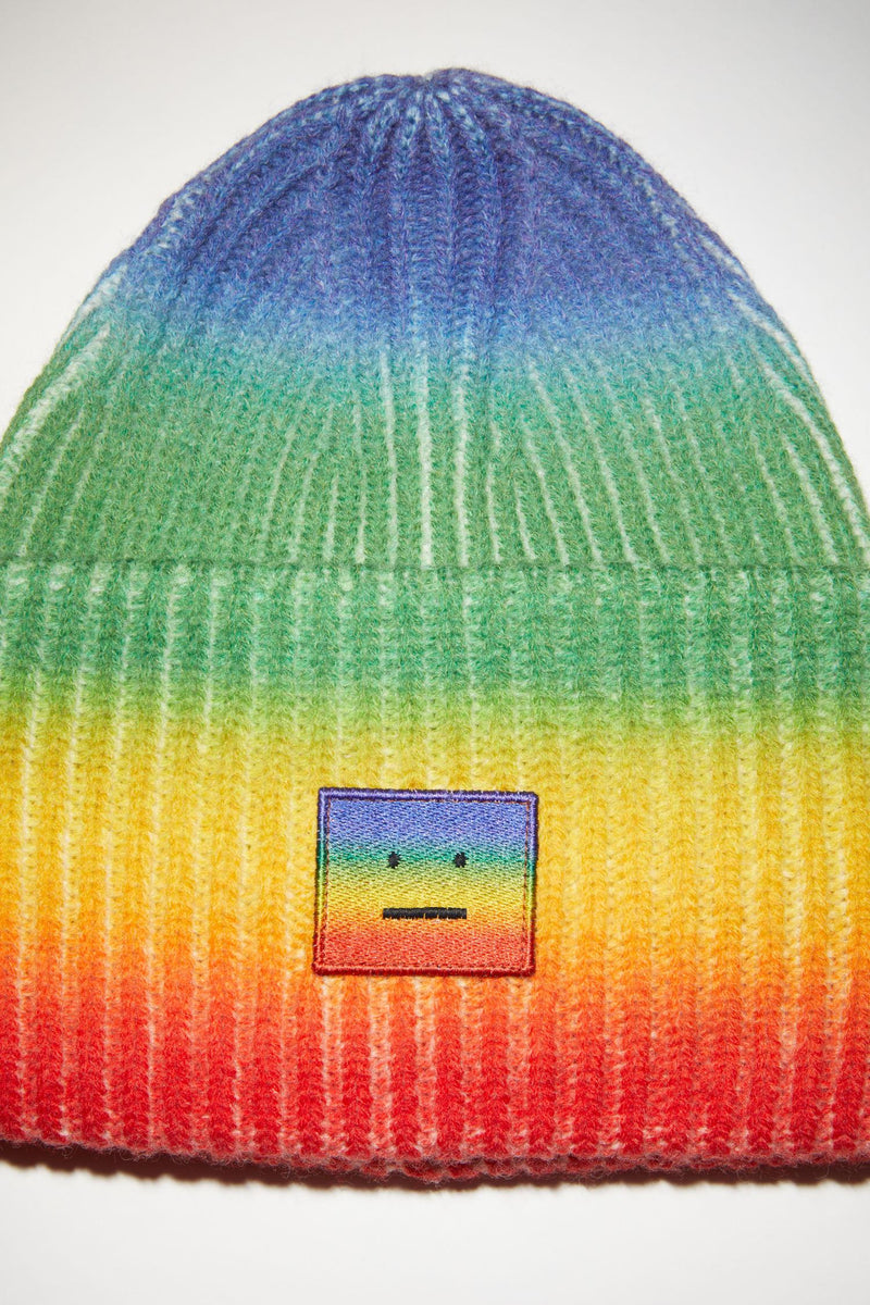 Rainbow Ribbed Beanie Hat