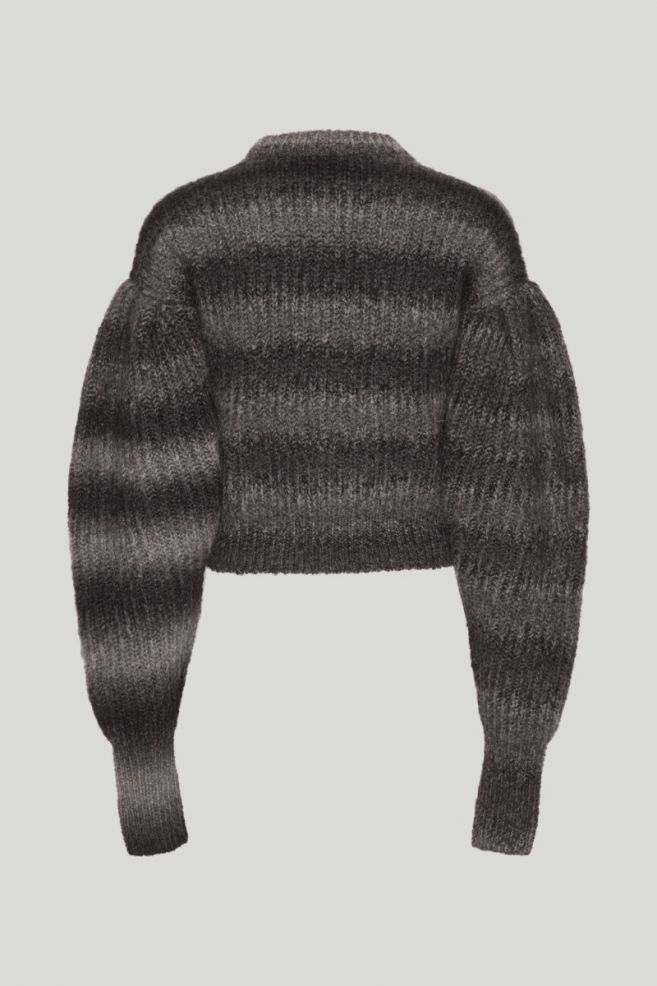 Mohair Knit Puff-Sleeve Logo Jumper