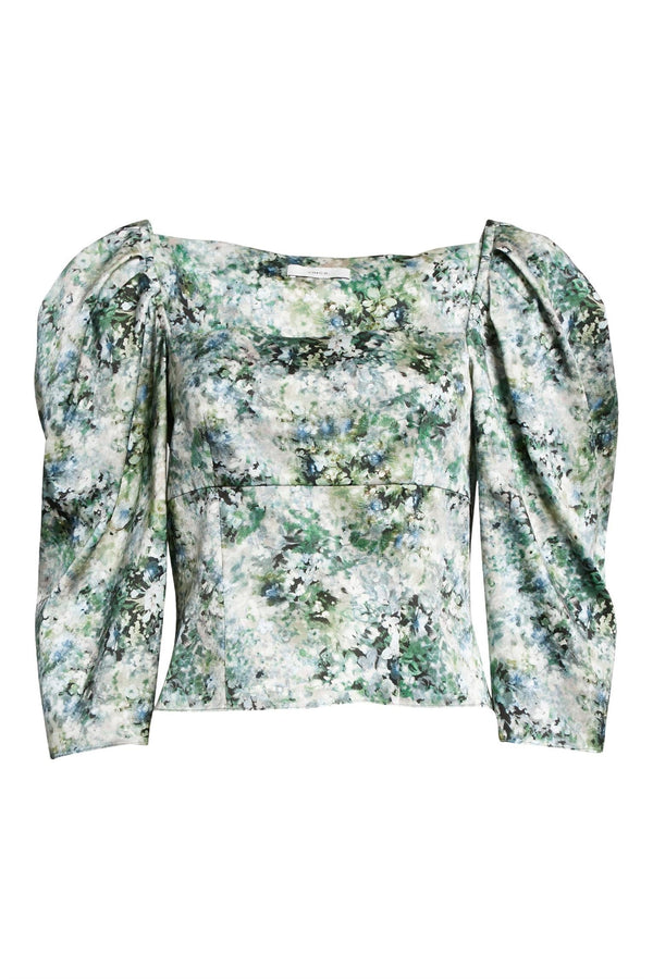 Painted Floral Draped L/S Square NK Top