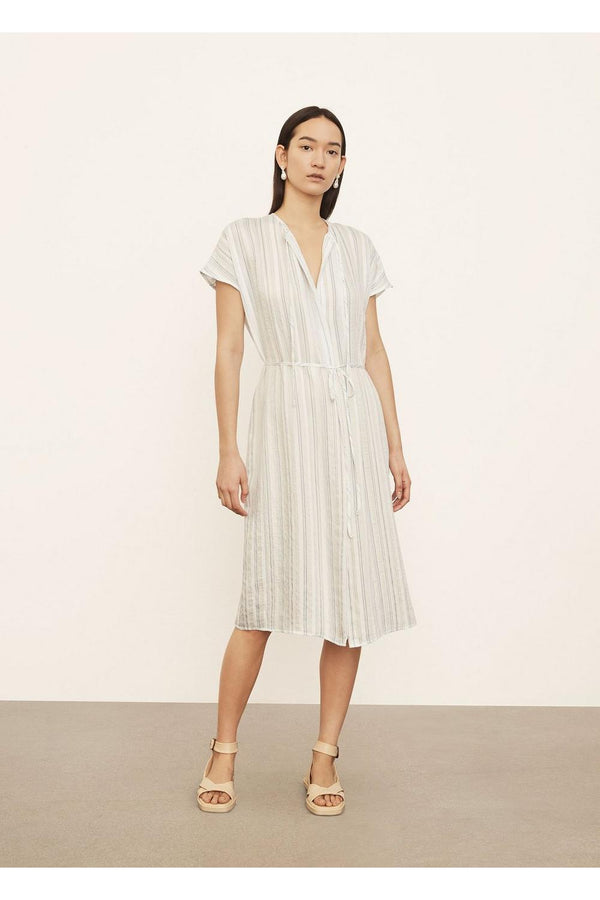 S/S Drapey Stripe Shirred Dress